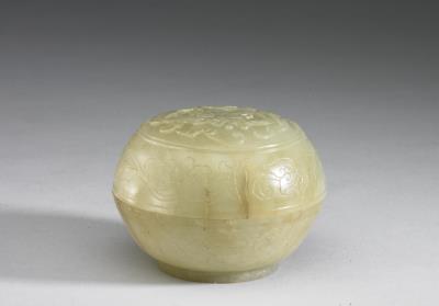 图片[2]-Jade round box carved with Indian lotus scrolls, Qing dynasty (1644-1911)-China Archive